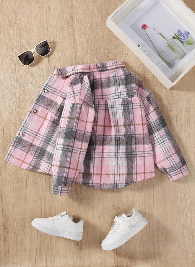 Take Two Girls Checked Pocket Detail Buttoned Jacket - Image 1